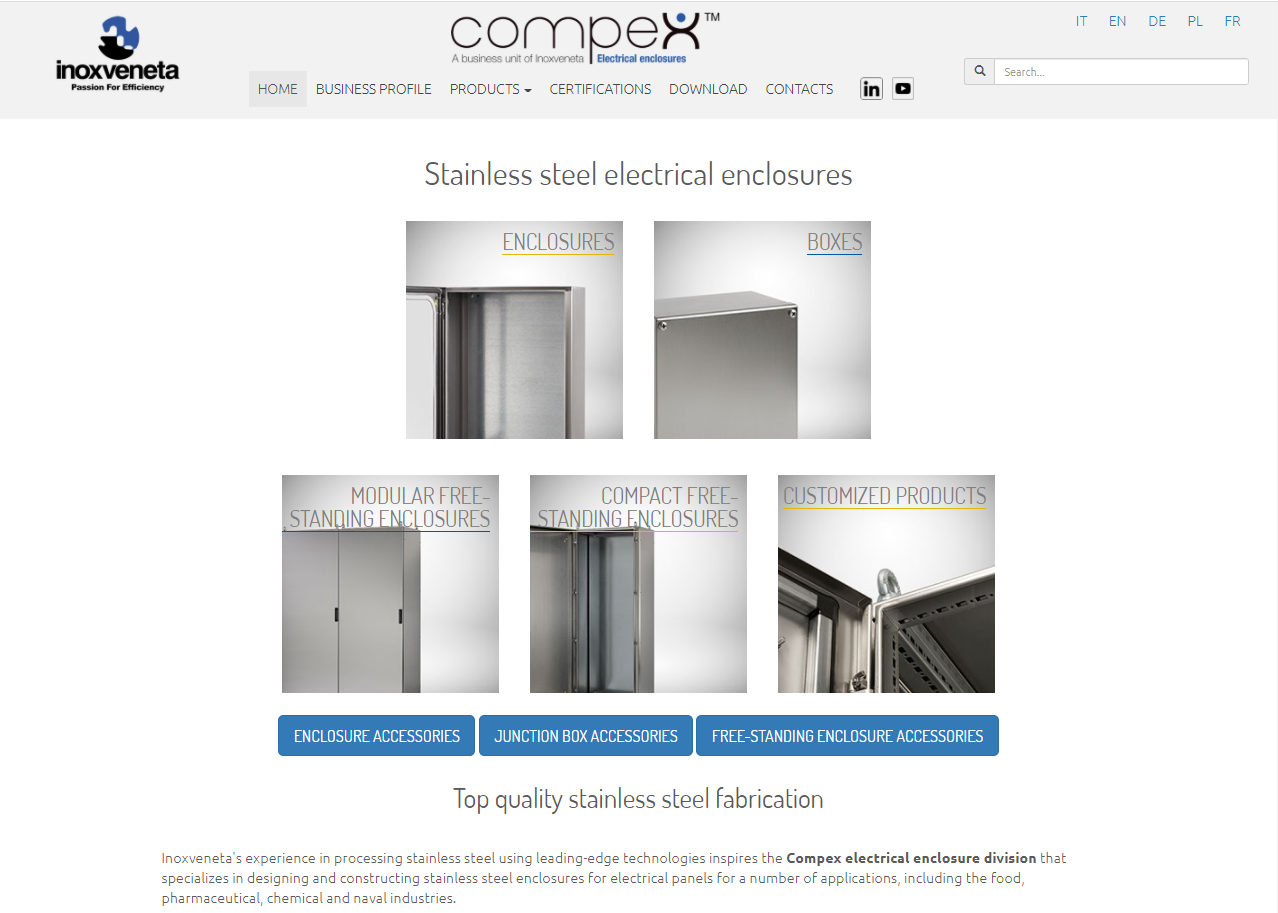 The new Compex web site is on line, now fully dedicated to stainless steel electrical enclosures The new Compex web site is on line, now fully dedicated to stainless steel electrical enclosures